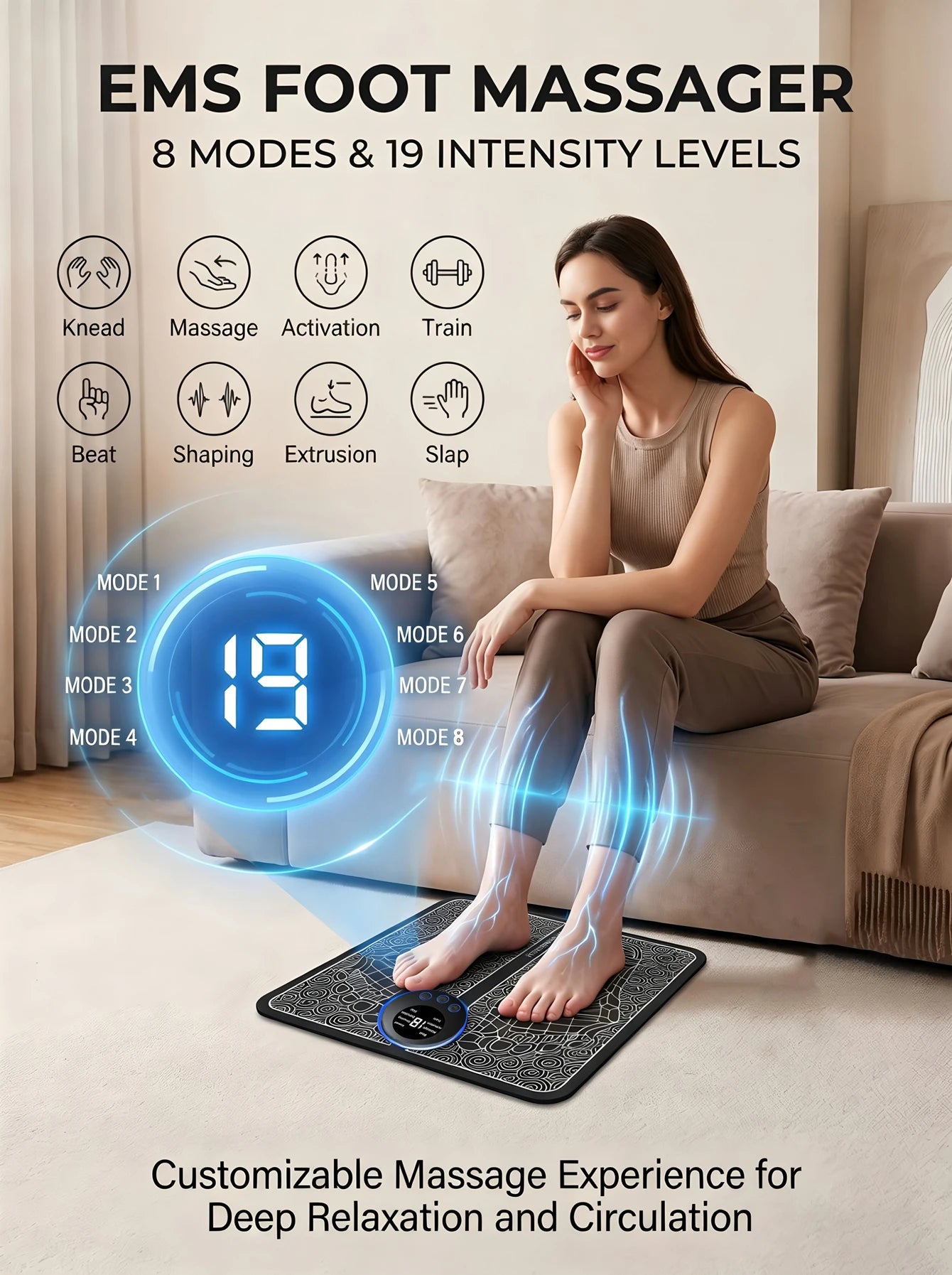Rechargeable Electric Foot Circulation Massager