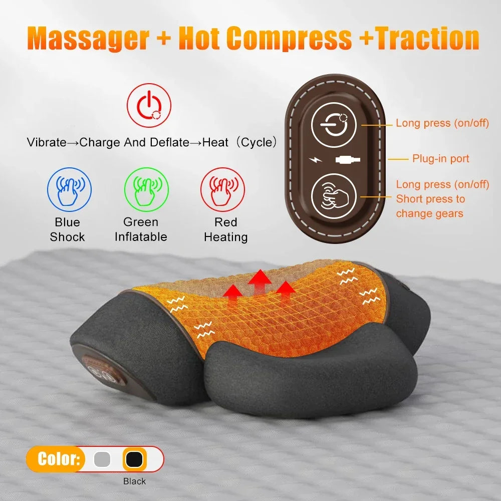 Electric Cervical Neck Massager Pillow with Heat & Vibration