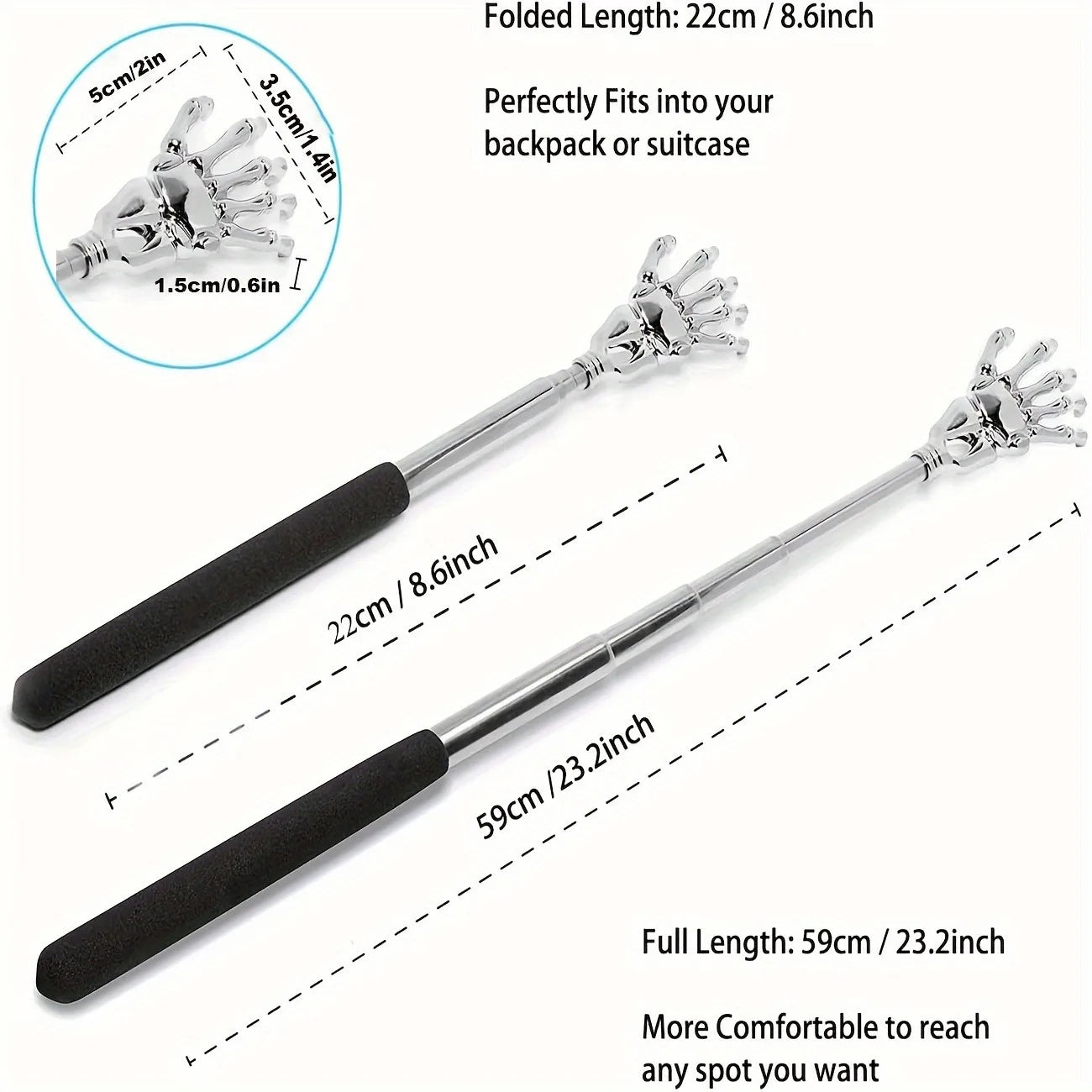 Portable Stainless Steel Telescoping Back Scratcher