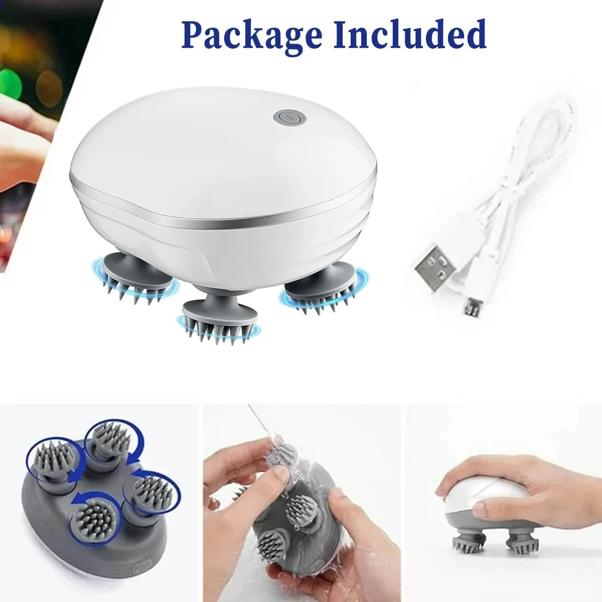 Electric Scalp Head Massager with Red Light Therapy