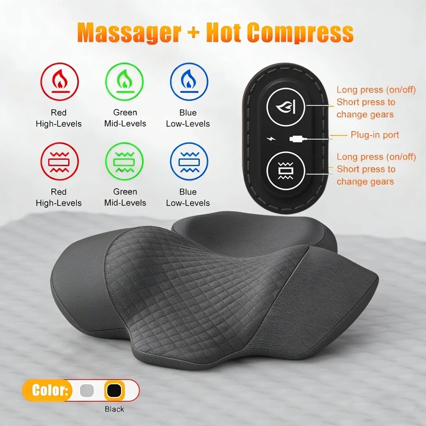 Electric Cervical Neck Massager Pillow with Heat & Vibration