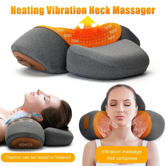Electric Cervical Neck Massager Pillow with Heat & Vibration