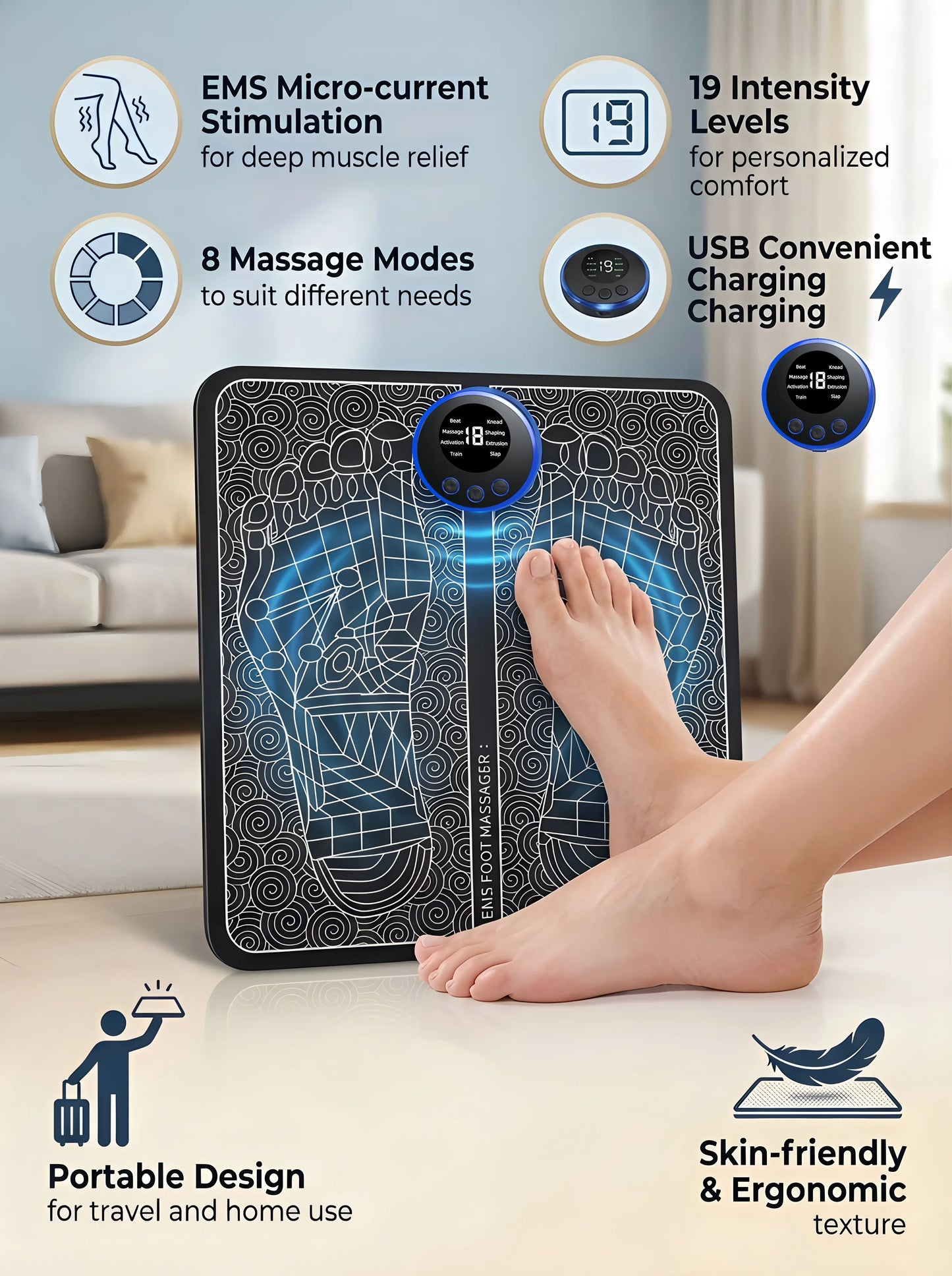 Rechargeable Electric Foot Circulation Massager