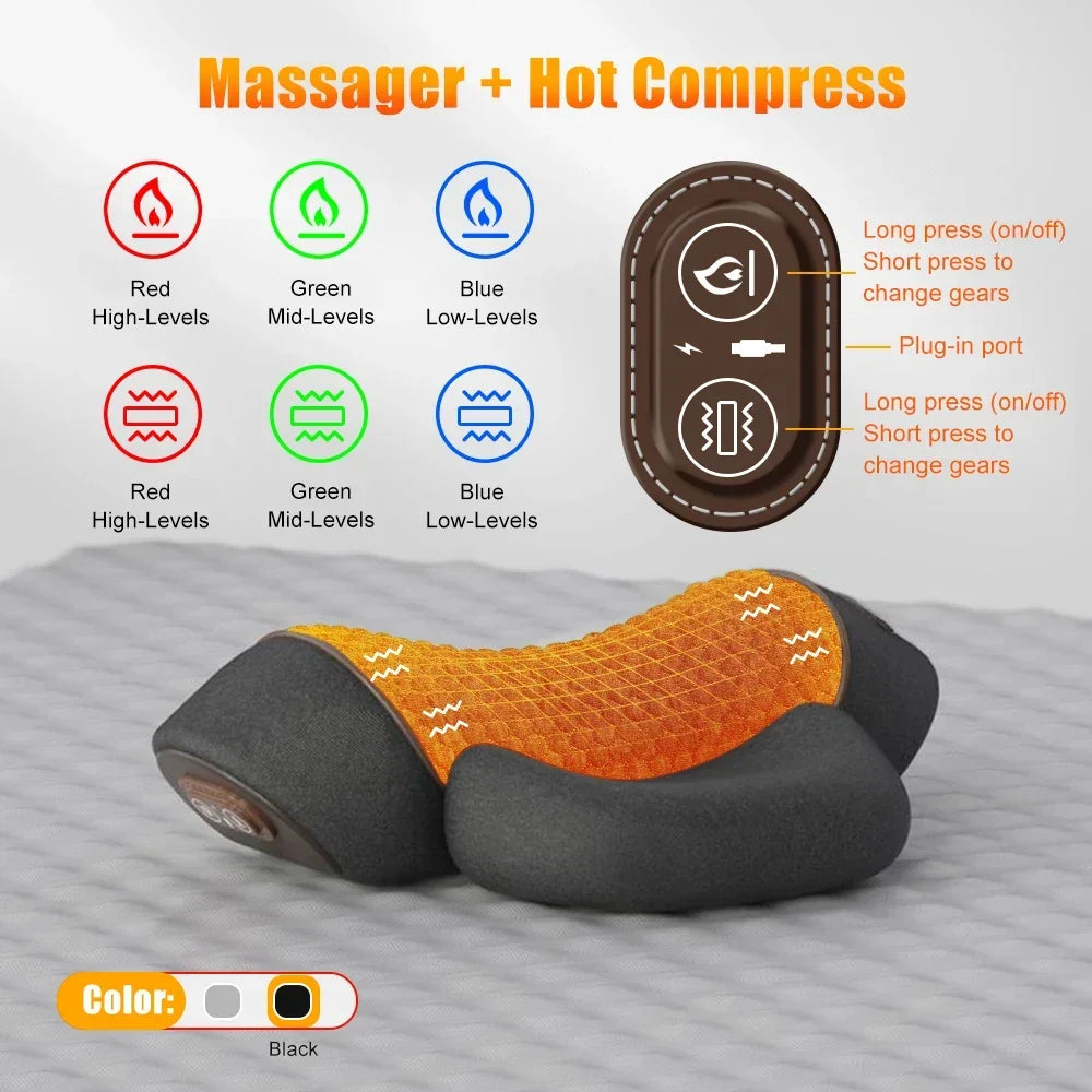 Electric Cervical Neck Massager Pillow with Heat & Vibration