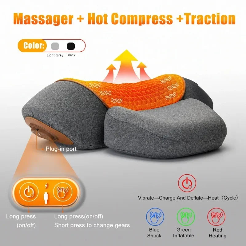 Electric Cervical Neck Massager Pillow with Heat & Vibration